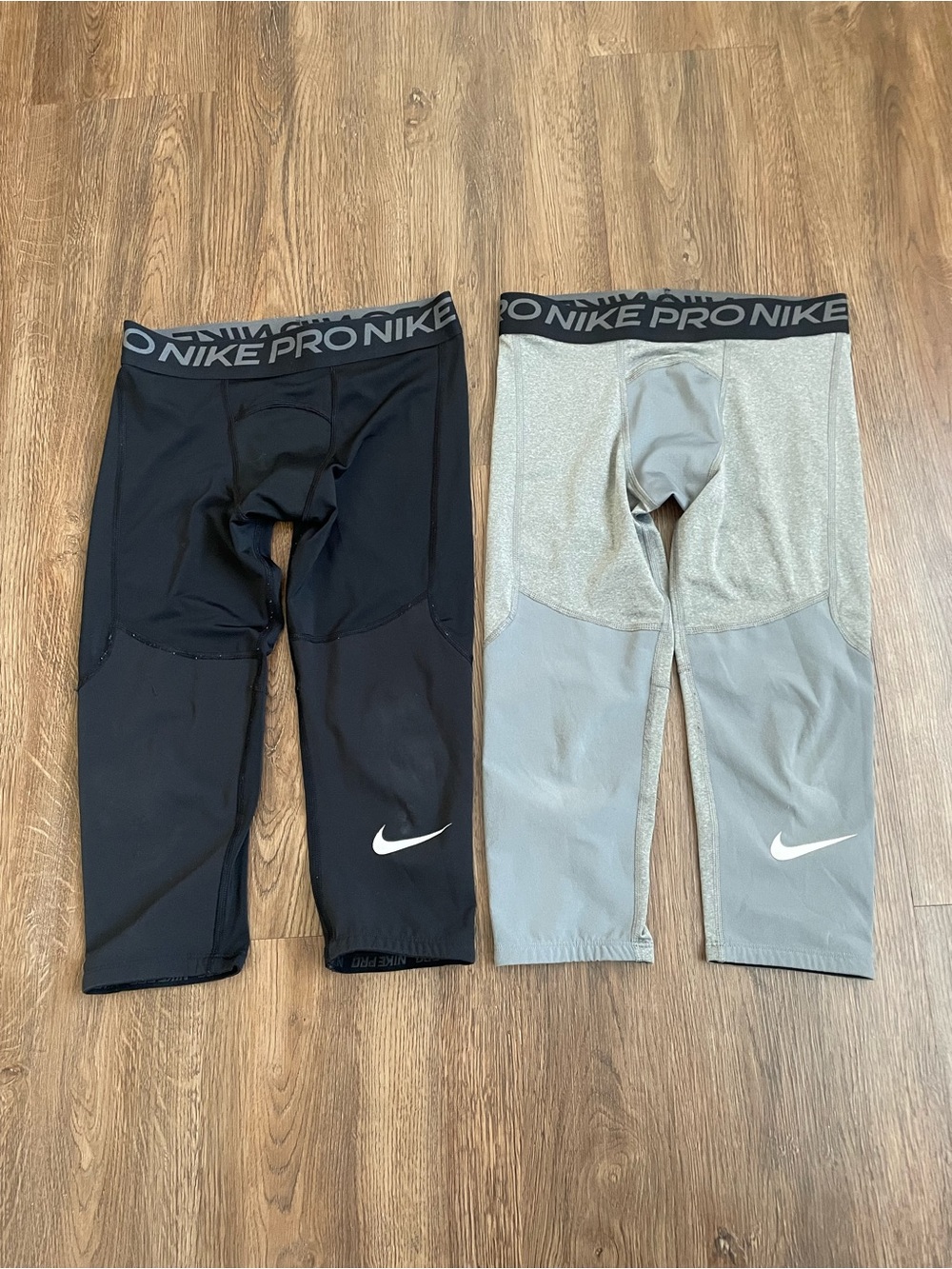 Nike Pro Boys 3/4 Compression Leggings – Black & Gray Lot of 2 Size M
